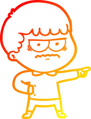 warm gradient line drawing cartoon happy man