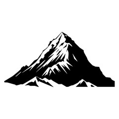 Mountain silhouette vector icon. Rocky peaks. Mountains ranges. Black and white mountain icon vector for logo