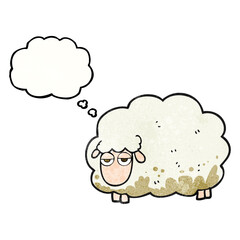 thought bubble textured cartoon muddy winter sheep