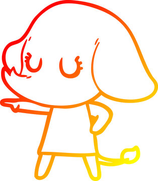recommend clip art: warm gradient line drawing cute cartoon elephant