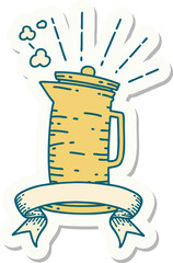 sticker of tattoo style coffee jug