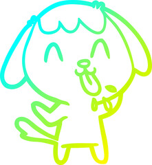 cold gradient line drawing cute cartoon dog