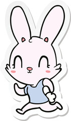 Obraz na płótnie Canvas sticker of a cute cartoon rabbit running