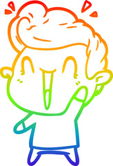 rainbow gradient line drawing cartoon excited man