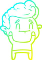 cold gradient line drawing happy cartoon man