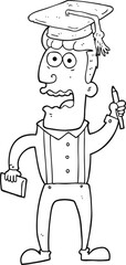 black and white cartoon stressed student