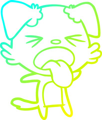 cold gradient line drawing cartoon disgusted dog