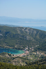 Top view of Village Zuljana and on peninsula Peljesac, Croatia - view from a hill