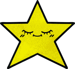 retro grunge texture cartoon gold star