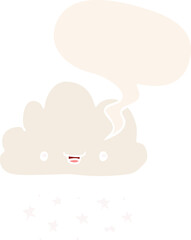 cartoon storm cloud and speech bubble in retro style