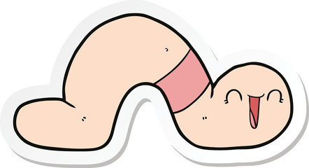sticker of a cartoon worm