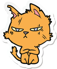 sticker of a tough cartoon cat