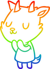 rainbow gradient line drawing cute goat