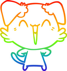 rainbow gradient line drawing happy little dog cartoon