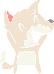 laughing fox flat color style cartoon