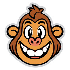 Funny Monkey face Cartoon Characters. Best for icon, logo, and sticker with wildlife themes