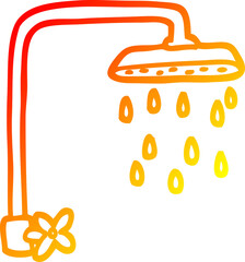 warm gradient line drawing cartoon shower head
