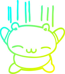 cold gradient line drawing cartoon jumping bear