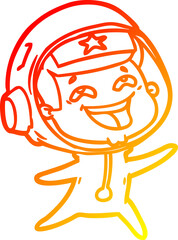 warm gradient line drawing cartoon laughing astronaut