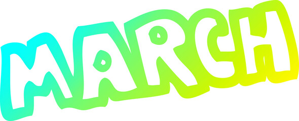 cold gradient line drawing cartoon month of march