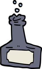 hand drawn doodle style cartoon bubbling bottle