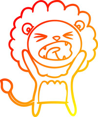 warm gradient line drawing cartoon lion