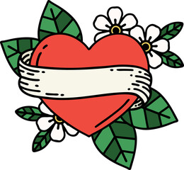 traditional tattoo of a heart and banner