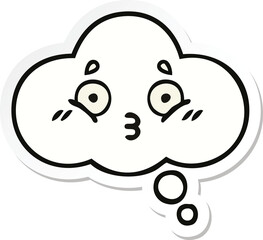 sticker of a cute cartoon thought bubble