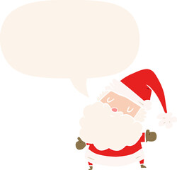 cartoon santa claus and speech bubble in retro style