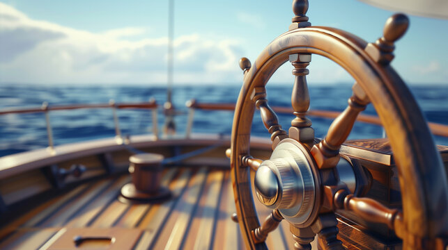 yacht steering wheel ship's helm sea travel  