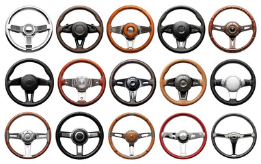 Set of steering wheels cut out - obrazy, fototapety, plakaty