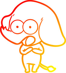 Obraz premium warm gradient line drawing cute cartoon elephant