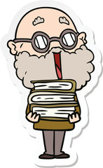 sticker of a cartoon joyful man with beard