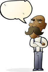 cartoon angry old man with speech bubble