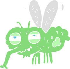 flat color illustration of a cartoon fly