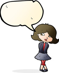 cartoon happy girl with speech bubble