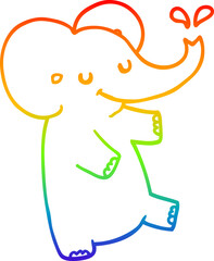 rainbow gradient line drawing cartoon dancing elephant