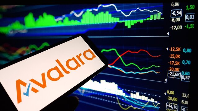 Konskie, Poland - March 03, 2024: Avalara company logo displayed on mobile phone