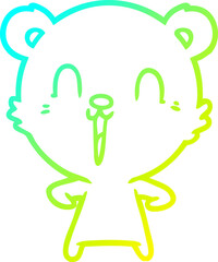 cold gradient line drawing happy cartoon polar bear