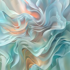Abstract Pastel Silk Waves Background with Soft Blue and Peach Tones
