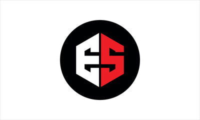 ES initial letter polygon icon gaming logo design vector template. batman logo, sports logo, monogram, falcon, war game, symbol, playing logo, abstract, fighting, typography, icon, minimal, premier 