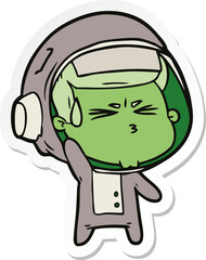 sticker of a cartoon stressed astronaut