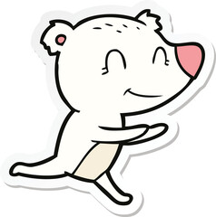 sticker of a running polar bear cartoon