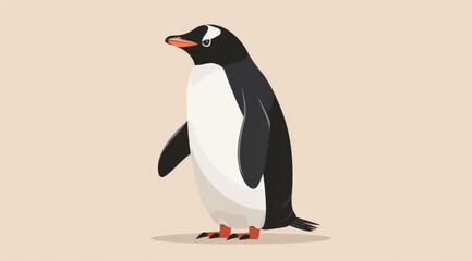 Obraz premium Penguin, illustration and digital art of an animal isolated on a background for poster, post card or printing. Cute, creative and drawing of a cartoon character for wallpaper, canvas and decoration