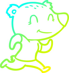 Fototapeta premium cold gradient line drawing healthy runnning bear cartoon