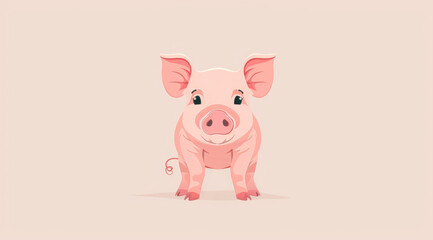 Obraz na płótnie Canvas Pig, illustration and digital art of an animal isolated on a background for poster, post card or printing. Cute, creative and drawing of a cartoon character for wallpaper, canvas and decoration
