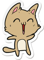 sticker of a happy cartoon cat