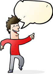 cartoon man pointing and laughing with speech bubble
