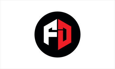 FD initial letter polygon icon gaming logo design vector template. batman logo, sports logo, monogram, falcon, war game, symbol, playing logo, abstract, fighting, typography, icon, minimal, premier 