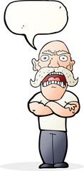cartoon angry man with speech bubble